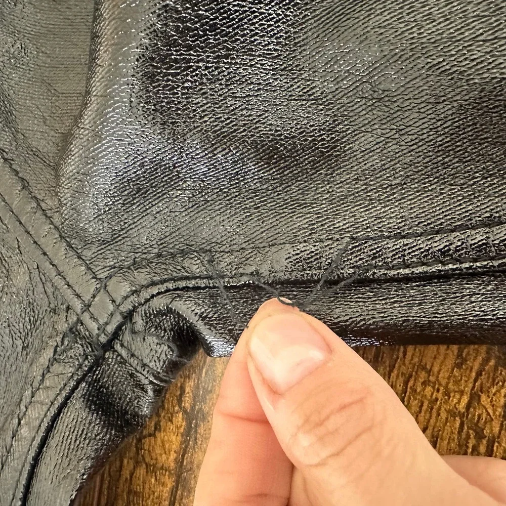 Free People Phoenix coated pants 26 black shiny high rise button fly mob wife - Picture 6 of 12